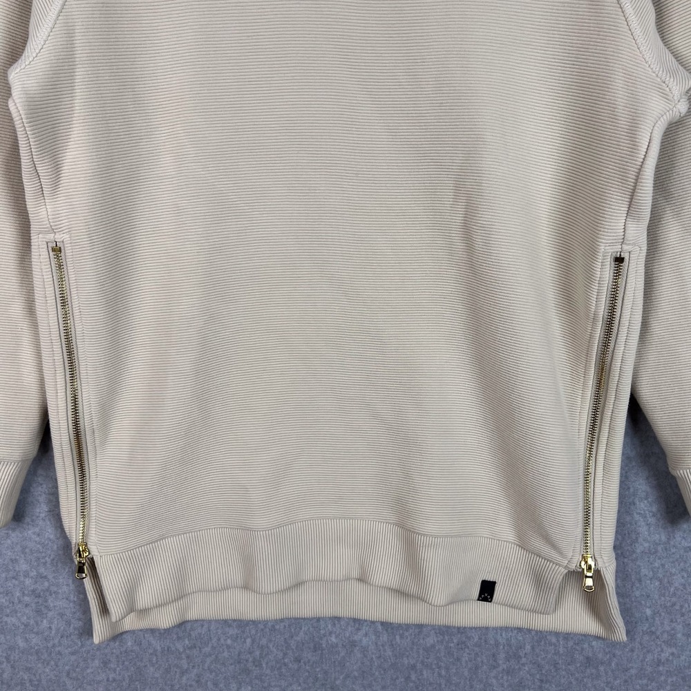Varley Ivory Manning Ribbed Knit Side Zip Crewneck Sweatshirt Size Small - Picture 3 of 12